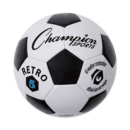 Champion Sports Retro Soccer Ball – Sizes 3, 4, 5, Soft Touch, All Weather, Official Size & Weight Ball for Training, Games, Outdoor & Indoor Play - size: Size 5