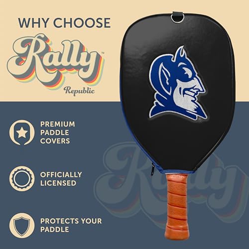 Officially Licensed Collegiate Pickleball Paddle Cover - Lightweight PU Leather Material - Durable Foam Interior Protection with Zippered Closure - Fits Most Paddles on the Market - color: Duke Blue Devils