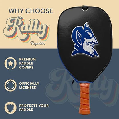 Officially Licensed Collegiate Pickleball Paddle Cover - Lightweight PU Leather Material - Durable Foam Interior Protection with Zippered Closure - Fits Most Paddles on the Market - color: Duke Blue Devils