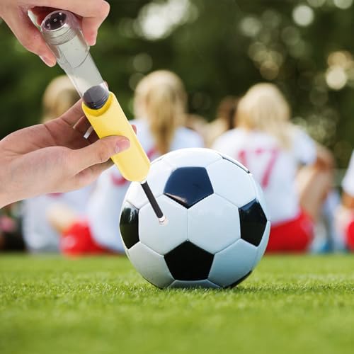 Mini Sports Ball Pump with Needle, Hand Air Pump for Basketball, Soccer, Volleyball, Portable Inflator for Swim Rings, Yellow