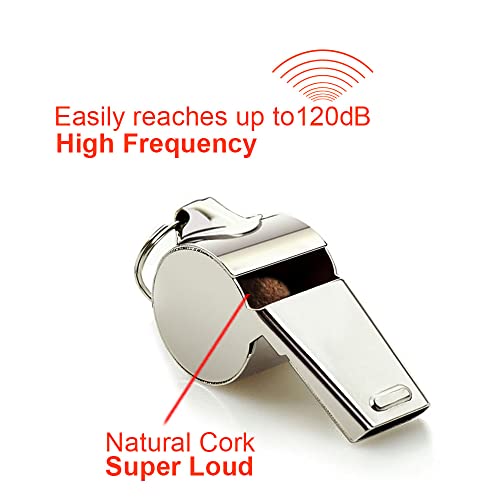 Stainless Steel Sports Whistles with Lanyard, Loud Crisp Sound Whistles Bulk Great for Coaches, Referees, and Officials - color: Silver B