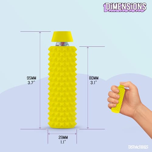 Distractibles Spike Roller Clicker, Tactile Pain Stim Fidget with Clicker Switch, Pain Stimulation Roller with Lanyard (Yellow) - color: Yellow