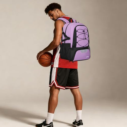 Goloni Basketball Backpack,Large Sports Bag with Ball Compartment & Shoe Compartment,Basketball Bag Fit Volleyball, soccer,Gym - color: Purple