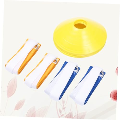 Mikikit 8Pcs Flag Football Training with Belts Includes Blue Yellow Flags and Cone Markers for Youth Rugby Practice and Team Games