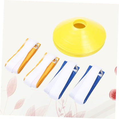 Mikikit 8Pcs Flag Football Training with Belts Includes Blue Yellow Flags and Cone Markers for Youth Rugby Practice and Team Games