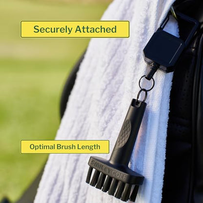 SmileyGolf Mini Golf Brush - Retractable Groove Cleaner with Carabiner Clip, 20" Extendable Cord, Non-Scratch Nylon Bristles, Pocket-Sized Pro-Tested for Irons, Wedges