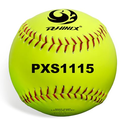 PHINIX Slow-Pitch Softballs Cork Core 11" & 12" Options Great for Practice + Training - size: 11 Inch, style: Box of 12