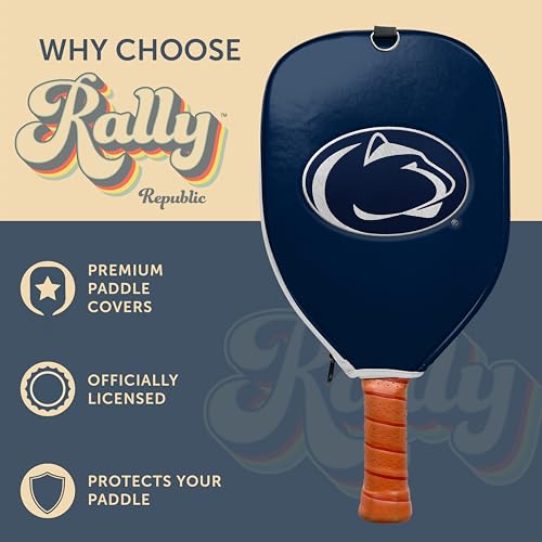 Officially Licensed Collegiate Pickleball Paddle Cover - Lightweight PU Leather Material - Durable Foam Interior Protection with Zippered Closure - Fits Most Paddles on the Market - color: Penn State