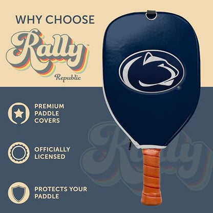 Officially Licensed Collegiate Pickleball Paddle Cover - Lightweight PU Leather Material - Durable Foam Interior Protection with Zippered Closure - Fits Most Paddles on the Market - color: Penn State