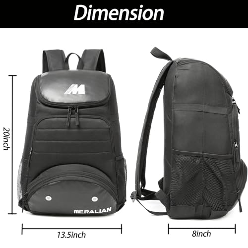 Baseball Bag - Lightweight Softball & T-Ball Backpack with Shoe Compartment for Equipment & Gear - color: BLK