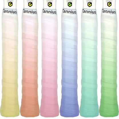 Tacky Tennis Racket Grip Tape, 6 Pack Tennis Grips, Absorbent and Enhanced Tennis Racquet Overgrip Tape（Gradient Color - color: Mixed Colors