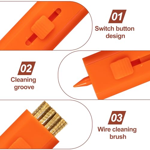 PAGOW 4 Pack Retractable Golf Club Cleaner Brush, Portable Double-Sided Golf Club Brush Groove Cleaner-Multicolor - color: Orange