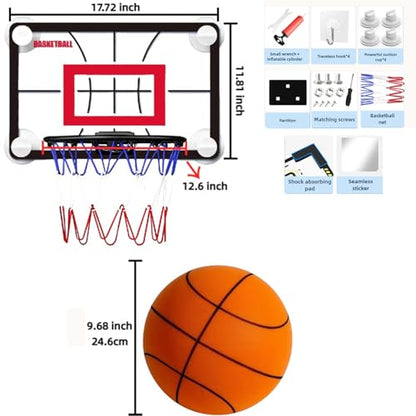 Indoor Basketball Set, 2025 Upgrade Silent Basketball with a Detachable Iron Basketball Hoop, Practicing Dribbling, Shooting, and Dunking Techniques Quietly at Any time Indoors, for Teen boy Gifts