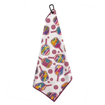 Wolf Golf Towels Pickleball Towel | Pickleball Gifts | Paddle and Balls | Sport Towel | Retirement Gift - color: Floating Paddles and Balls