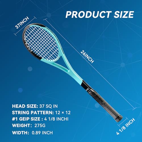 Sweet Spot Tennis Training Racket 37-Inch Compact Head Design 300g Lightweight Professional Racket Ideal for Teenagers and Professional Trainers - color: BlueBlack-300g