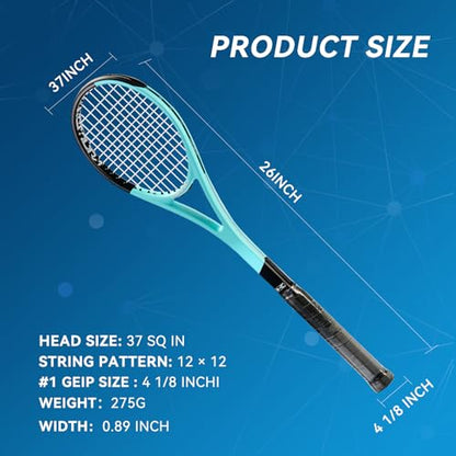 Sweet Spot Tennis Training Racket 37-Inch Compact Head Design 300g Lightweight Professional Racket Ideal for Teenagers and Professional Trainers - color: BlueBlack-300g