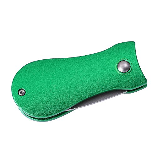 Mile High Life Golf Divot Repair Tool, All Metal Foldable Divot Tool with Pop-up Button & Magnetic Ball Marker - color: Green Bone