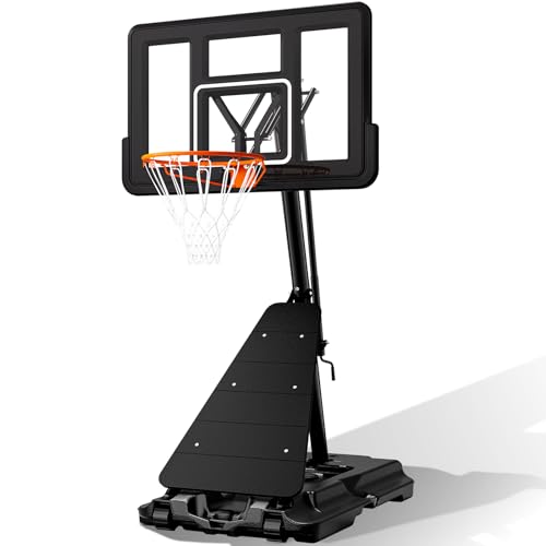 BACKYARD BLITZ Basketball Hoop,40&44&48in Backboard Portable Basketball Goal System, 10FT Hand-Crank Adjustable Basketball Hoop Outdoor - size: 44in Backboard