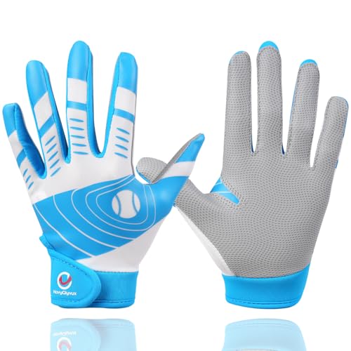 Youth Baseball Batting Gloves,Kids Super Grip Softball/Teeball Gloves for Boys and Girls - color: Blue/White, size: Youth M/L(6-6.5in)