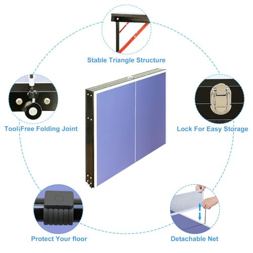 Portable Table Tennis Table, Mid-Size Ping Pong Table