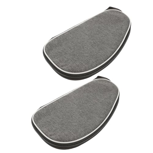 Table Tennis Racket Case and Paddle Cover, Portable Grey Shell Bag with Zipper, Protective 2pcs Storage Organizer for Table Tennis Players