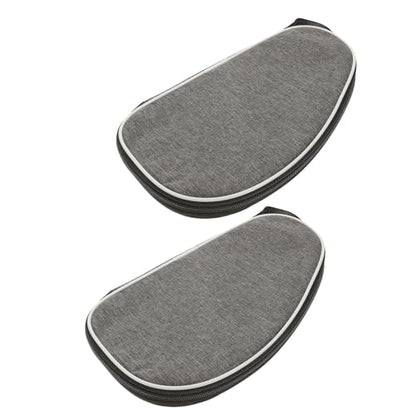 Table Tennis Racket Case and Paddle Cover, Portable Grey Shell Bag with Zipper, Protective 2pcs Storage Organizer for Table Tennis Players