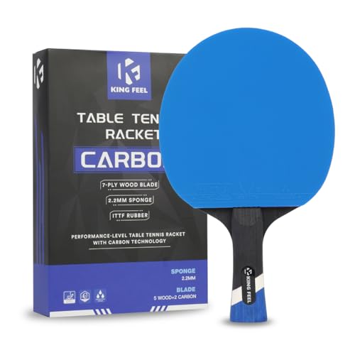 Professional Ping Pong Paddles-Lightweight Carbon Fiber Table Tennis Rackets with 7-Ply Blade, 2.0mm Premium Sponge, ITTF Approved Rubber - for Tournament-Level Performance Table Tennis Paddles - style: Blue(1-Pack)