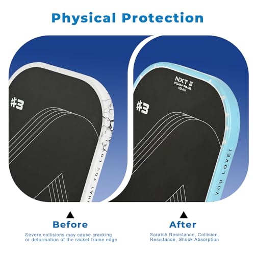 PICKLETECH Pickleball Paddle Protection Tape - Paddle Head Edge Guard - Racket Edge Protection Tape -Fit Perfectly Curved Edge -No Wrinkling - color: Clear Blue, size: Width 20mm