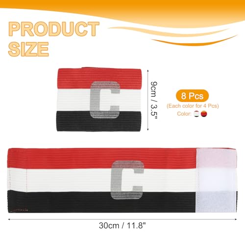 MECCANIXITY Soccer Captain Armband, Captain Arm Bands for Soccer Elastic Captain C Arm Band Sports Captain Armbands for Football Team Training Youth & Adult - color: Black White/Black Red