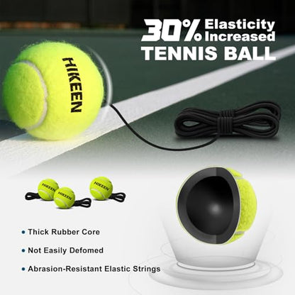 Hikeen Premium Tennis Trainer Rebound with Metal Base,Portable Solo Tennis Trainer Set with 3 Highly Elastic String Balls,Tennis Practice Equipment for Adult Kids an Beginners - style: Black