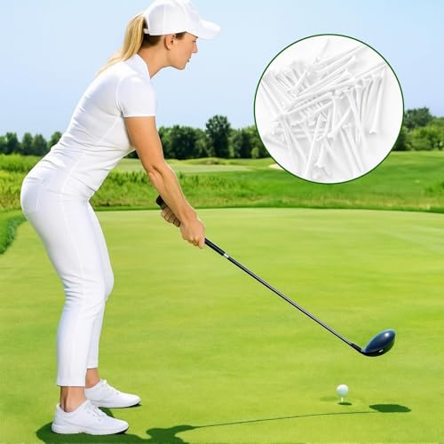 30 PCS Plastic Golf Tees - 3 1/4'' Long Golf Tees - Enhanced Durability & Stability, Designed to Reduce Friction and Side Spin- 4 Prongs Plastic Tees, Reusable