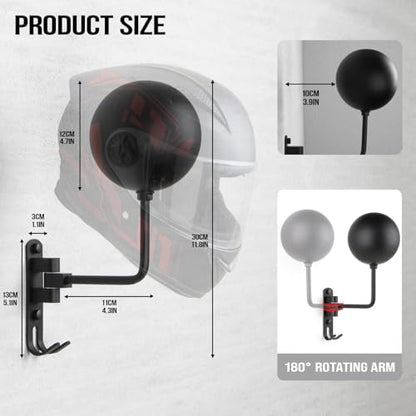PUERSI Helmet Holder Wall Mount - 2 Pack 180° Rotation Helmet Hanger for Motorcycle Bike Racing Outerwear Sports Gear Display Motorcycle Accessories - style: 2 Pack