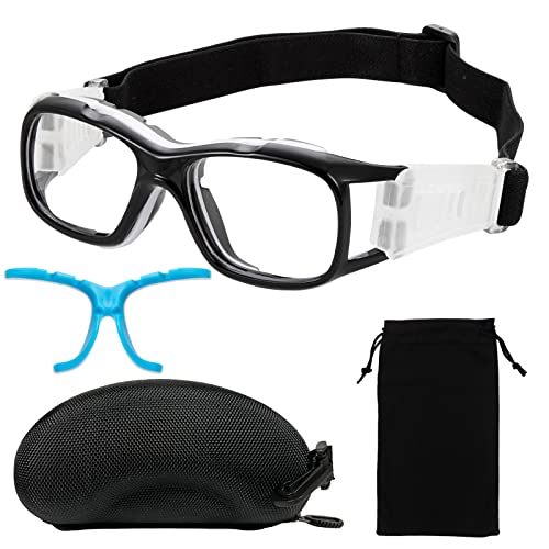Basketball Football Glasses for Outdoor Sports Anti Fog Lens Protective Goggles with Adjustable Size - color: Black