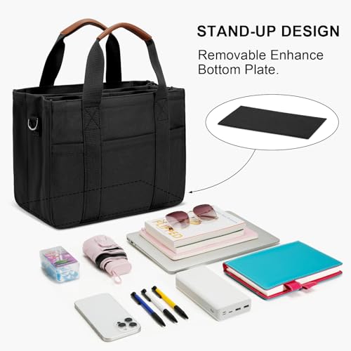 KKXIU Canvas Tote Bag for Women with Zipper and Compartments Crossbody Large Bible Messenger Purse Bag With Pockets | Canvas, with Zipper, and Compartments, Large, Bible, With Pockets
