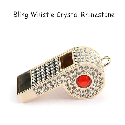 Metal Chain Rhinestone Whistle, Necklace Whistle, Suitable for Coaches, Referees,Lifeguard, Sports Activities (Gold) - color: Red