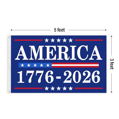 America Birthday Flag 3x5Ft 1776 2026 Years Anniversary Patriot Banner with Two Brass Grommets Flags for Street Event Yard Parties Decoration
