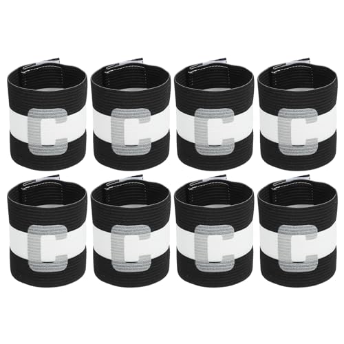 MECCANIXITY Soccer Captain Armband, Captain Arm Bands for Soccer Elastic Captain C Arm Band Sports Captain Armbands for Football Team Training Youth & Adult - color: Black/White