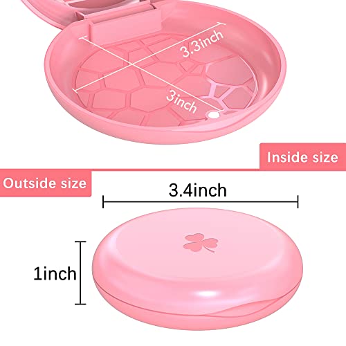 2-Pack Ultra-Thin Round Aligner & Retainer Case with Magnetic Closure – Slim Portable Travel Container for Braces, Mouth Guard, Night Guard, BPA-Free Anti-Slip Water Ripple Design (Rose) - color: Rose
