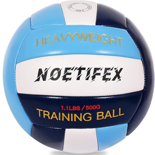1.1LBS Heavy Weight Volleyball Size 5 Official Setter Training Volleyball for Adults, Durable PU Indoor Outdoor Volleyball Trainer, Spike & Passing Practice Ball for Skill Improvement - color: Blue,White