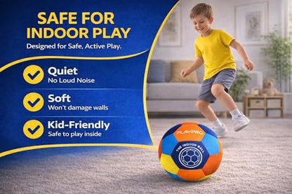 Indoor Soccer Ball Size 4 – Soft Foam Fabric Soccer Ball for Kids – Safe Quiet Indoor House Ball for Home Play & Training