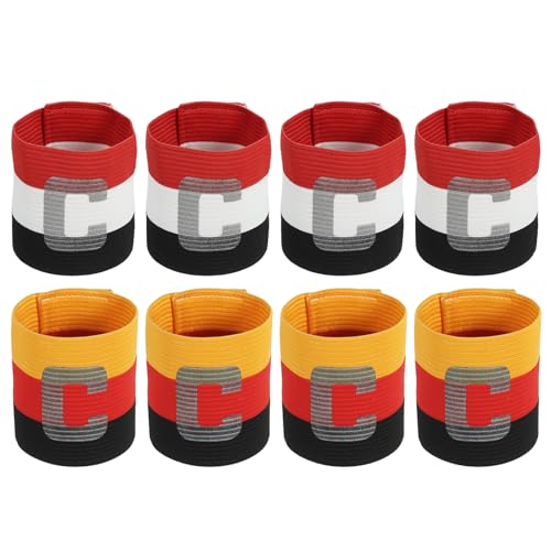 MECCANIXITY Soccer Captain Armband, Captain Arm Bands for Soccer Elastic Captain C Arm Band Sports Captain Armbands for Football Team Training Youth & Adult - color: Black White/Black Red
