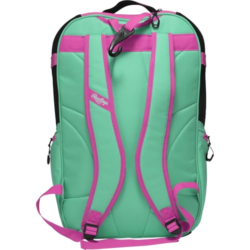 Rawlings | The Journey Player's Backpack Equipment Bag | Baseball/Softball | Multiple Colors - color: Mint / Pink