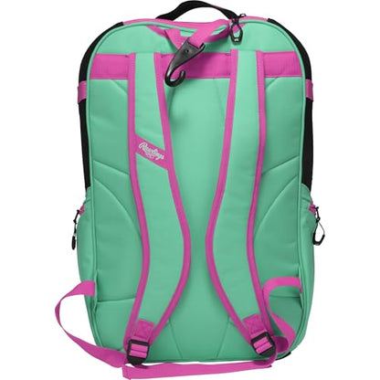 Rawlings | The Journey Player's Backpack Equipment Bag | Baseball/Softball | Multiple Colors - color: Mint / Pink