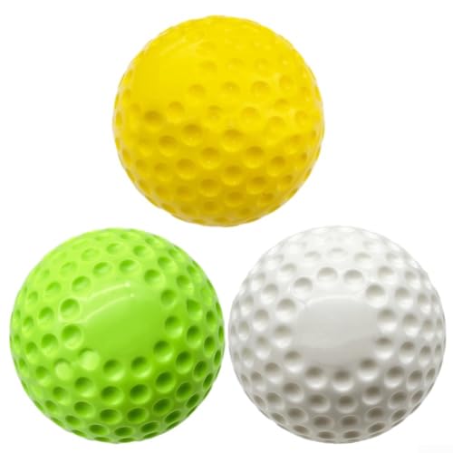 9 or 12 Inch Dimpled Baseball Softball for Pitching Machine Training PU Material for Daily Hitting Practice (9 inch Yellow)