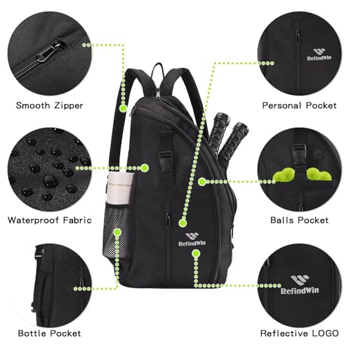 Pickleball Bag for Women Men Pickle Ball Backpack,Adjustable Sling Bag/Backpack for Tennis & Pickleball - color: Black