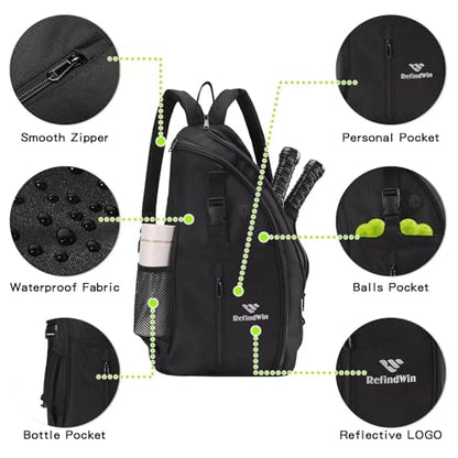 Pickleball Bag for Women Men Pickle Ball Backpack,Adjustable Sling Bag/Backpack for Tennis & Pickleball - color: Black