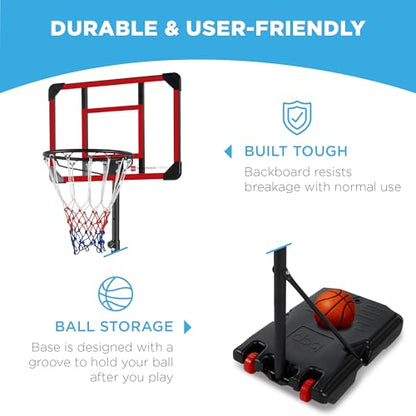 Best Choice Products Kids Height-Adjustable Basketball Hoop System, Portable Game w/Wheels, Fillable Base, 70.5in to 82.3in Height