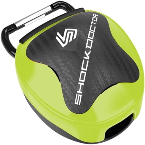 Shock Doctor Mouth Guard Case, Ventilated, Universal Storage for Mouthguard, Adult & Youth Sizes - color: Green/Black
