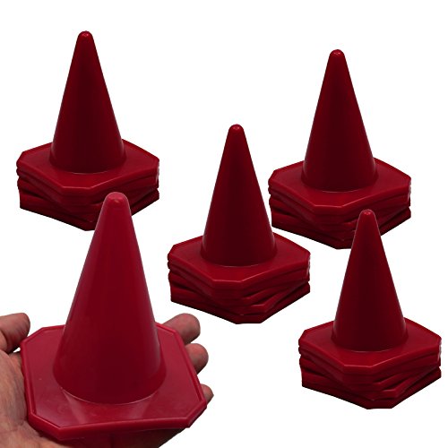 BlueDot Trading 4” Red Mini Plastic Traffic Cones (20, Red)