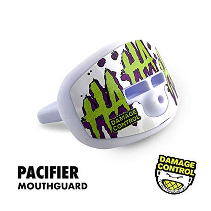 DAMAGE CONTROL Pacifier Mouthpiece – Football Mouthguard with Helmet Strap, Protects Teeth, Jaw & Mouth – Mouth Piece for Sports, No Boiling, Allows Airflow – Gear for Adults & Youth (HA HA HA) - color: Ha Ha Ha